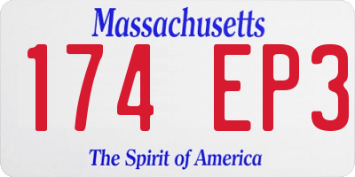MA license plate 174EP3