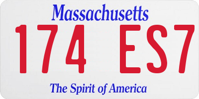 MA license plate 174ES7