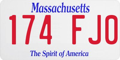 MA license plate 174FJ0