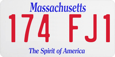 MA license plate 174FJ1