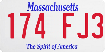 MA license plate 174FJ3