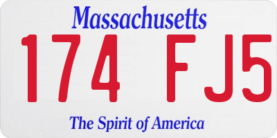 MA license plate 174FJ5
