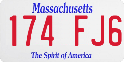 MA license plate 174FJ6