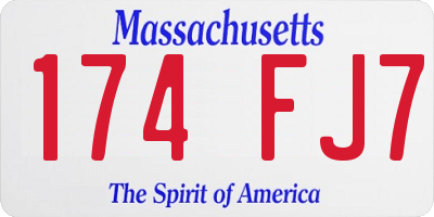 MA license plate 174FJ7