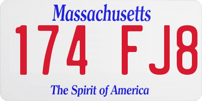 MA license plate 174FJ8