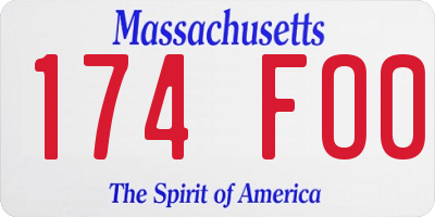 MA license plate 174FO0