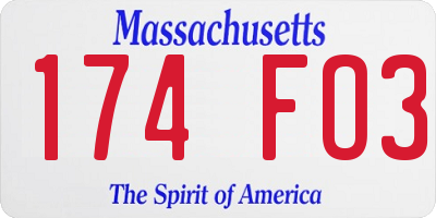 MA license plate 174FO3