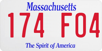 MA license plate 174FO4