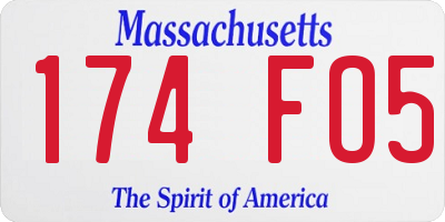 MA license plate 174FO5
