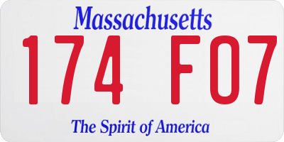 MA license plate 174FO7