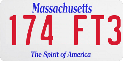 MA license plate 174FT3