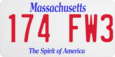 MA license plate 174FW3