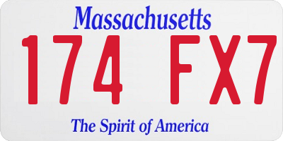 MA license plate 174FX7