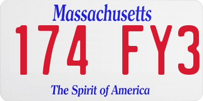 MA license plate 174FY3