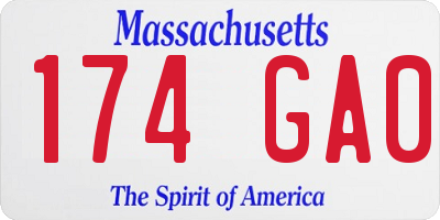 MA license plate 174GA0