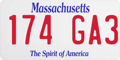 MA license plate 174GA3