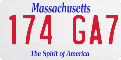 MA license plate 174GA7