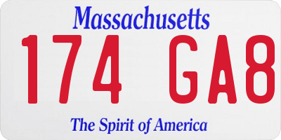MA license plate 174GA8