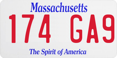 MA license plate 174GA9