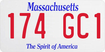MA license plate 174GC1