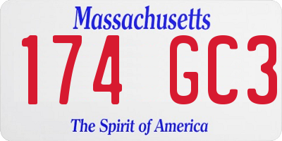 MA license plate 174GC3