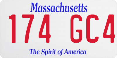 MA license plate 174GC4
