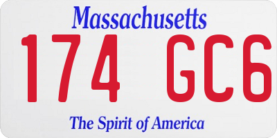 MA license plate 174GC6
