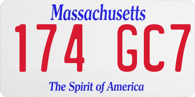 MA license plate 174GC7