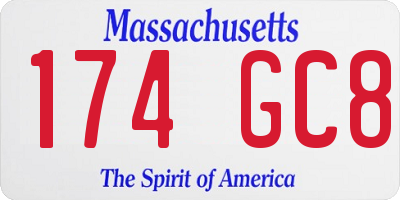 MA license plate 174GC8