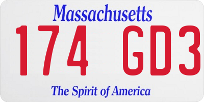MA license plate 174GD3