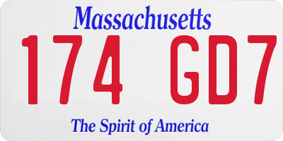 MA license plate 174GD7