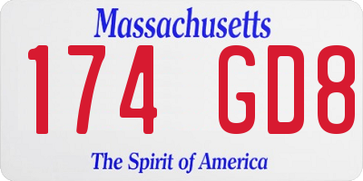 MA license plate 174GD8