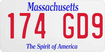 MA license plate 174GD9