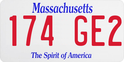 MA license plate 174GE2