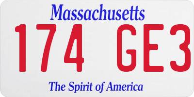 MA license plate 174GE3