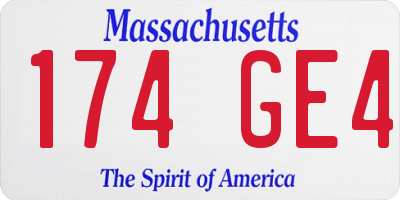 MA license plate 174GE4
