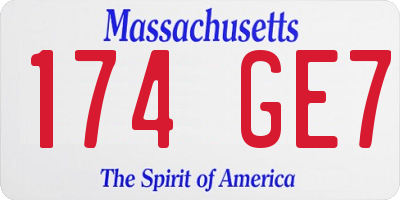 MA license plate 174GE7