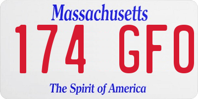 MA license plate 174GF0