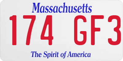 MA license plate 174GF3