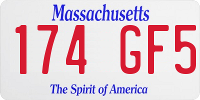 MA license plate 174GF5