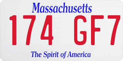 MA license plate 174GF7