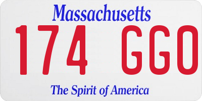 MA license plate 174GG0