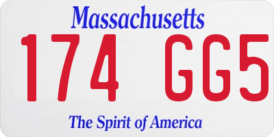 MA license plate 174GG5