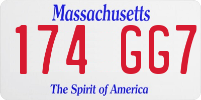 MA license plate 174GG7