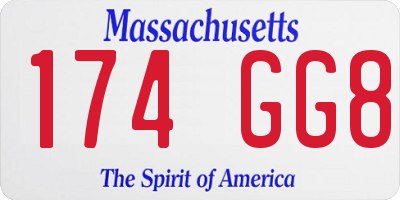 MA license plate 174GG8