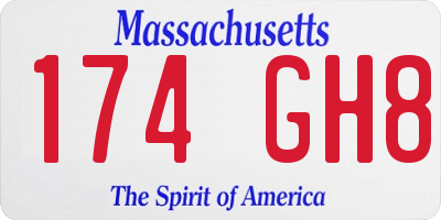 MA license plate 174GH8