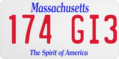 MA license plate 174GI3