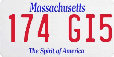MA license plate 174GI5