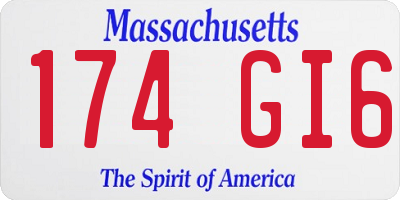 MA license plate 174GI6