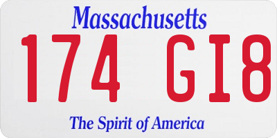 MA license plate 174GI8